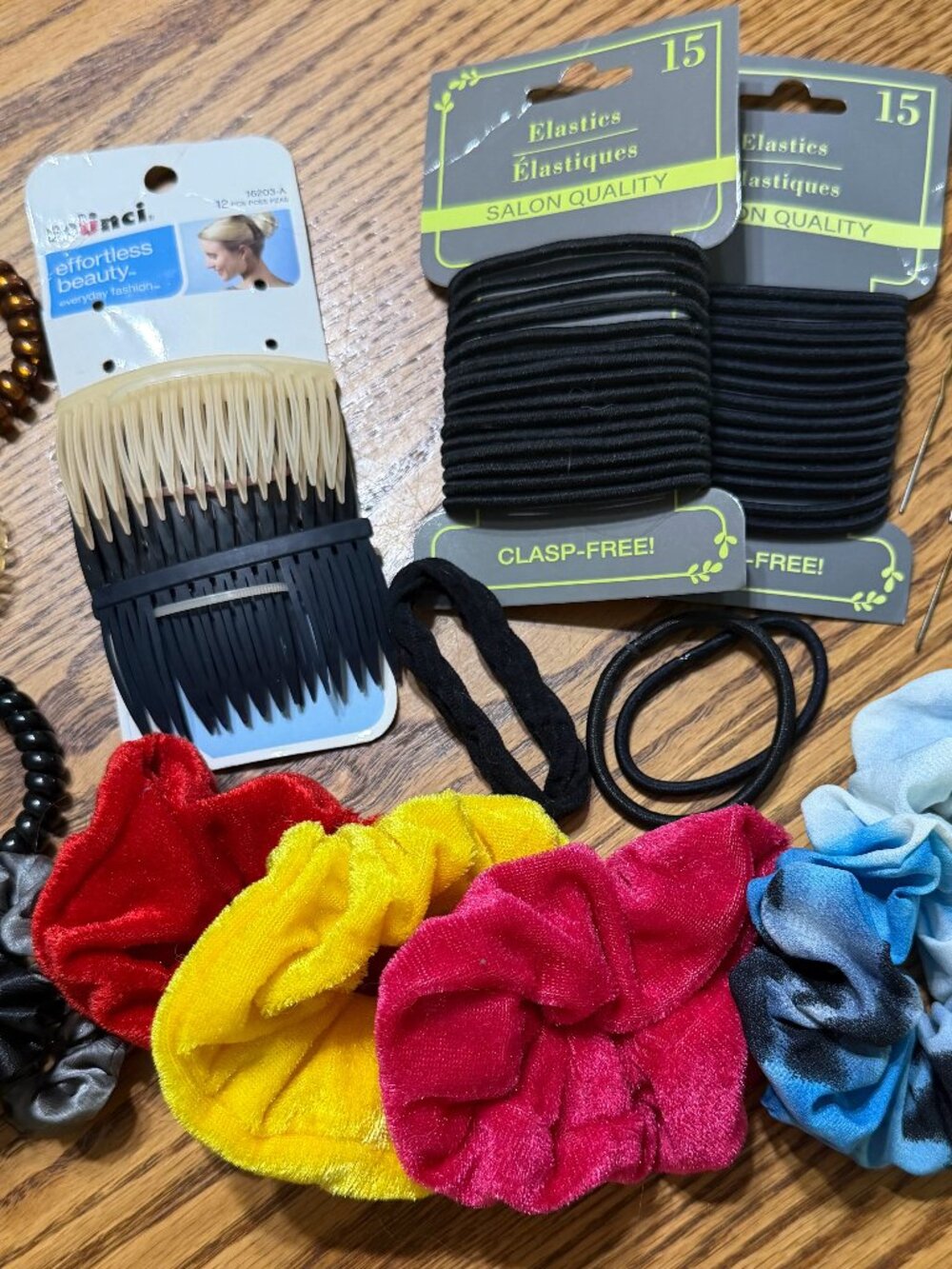 Lot Of Hair Accessories Elastics, Combs, Pins